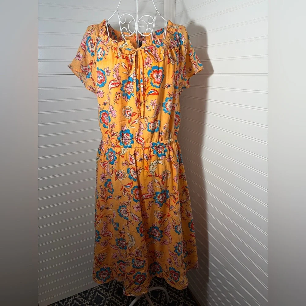 Talbots Smocked Fit & Flare Dress - Picture 3 of 8